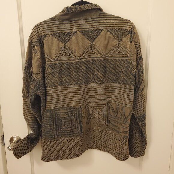 Mohito Womens Blazer Brown Geometric Textured Design Button Up Size XL - Picture 6 of 8